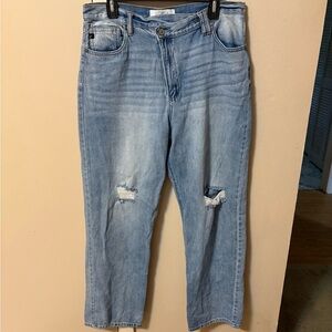 KanCan High Waist Wide Leg Destroyed Jeans Sz 13/30 waist 34
